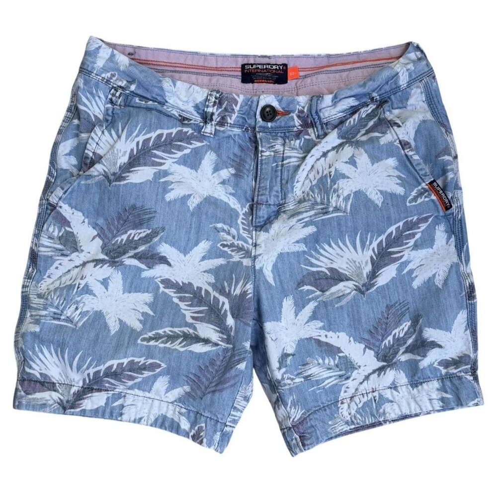 Superdry International Mens Tropical Print Button Fly Shorts Size 30 Waist